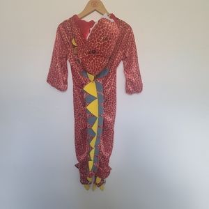 Dinosaur costume red and yellow color for kids.